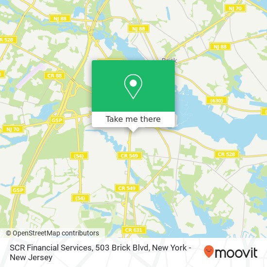 Mapa de SCR Financial Services, 503 Brick Blvd