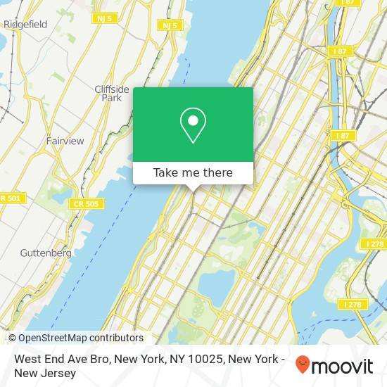 Mapa de West End Ave Bro, New York, NY 10025