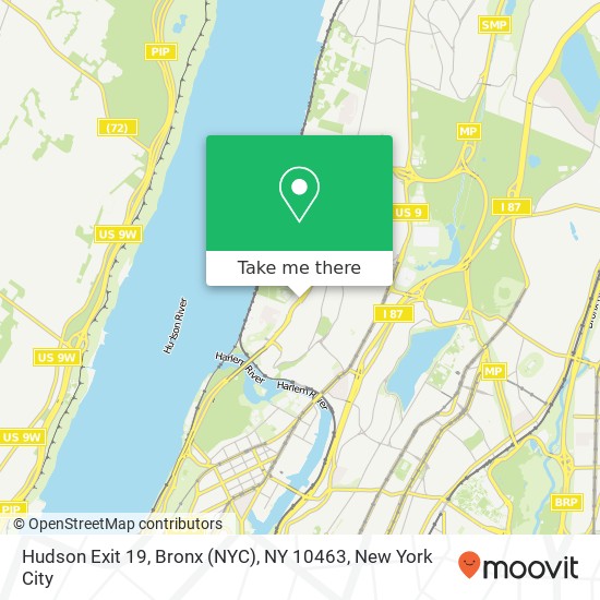Mapa de Hudson Exit 19, Bronx (NYC), NY 10463
