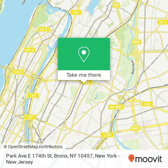 Park Ave E 174th St, Bronx, NY 10457 map