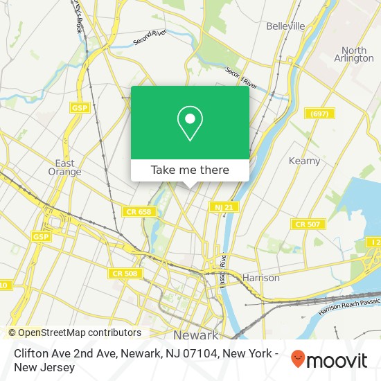 Mapa de Clifton Ave 2nd Ave, Newark, NJ 07104