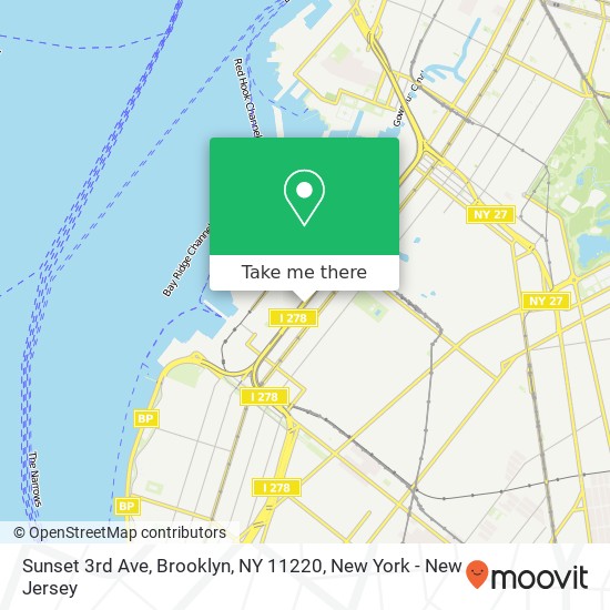 Mapa de Sunset 3rd Ave, Brooklyn, NY 11220