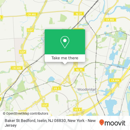 Mapa de Baker St Bedford, Iselin, NJ 08830