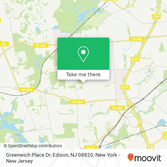 Mapa de Greenwich Place Dr, Edison, NJ 08820