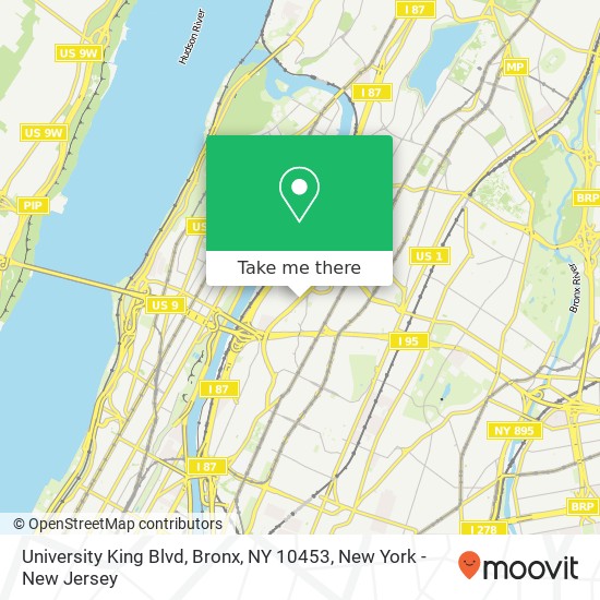 Mapa de University King Blvd, Bronx, NY 10453