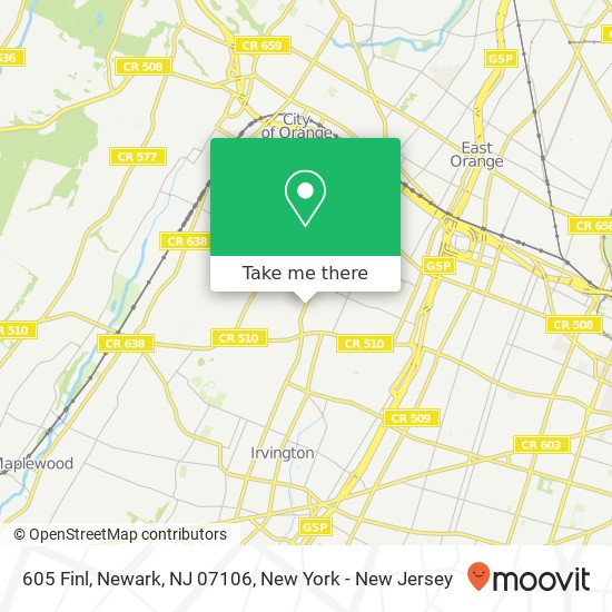 Mapa de 605 Finl, Newark, NJ 07106