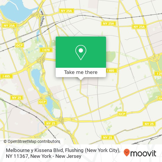 Mapa de Melbourne y Kissena Blvd, Flushing (New York City), NY 11367