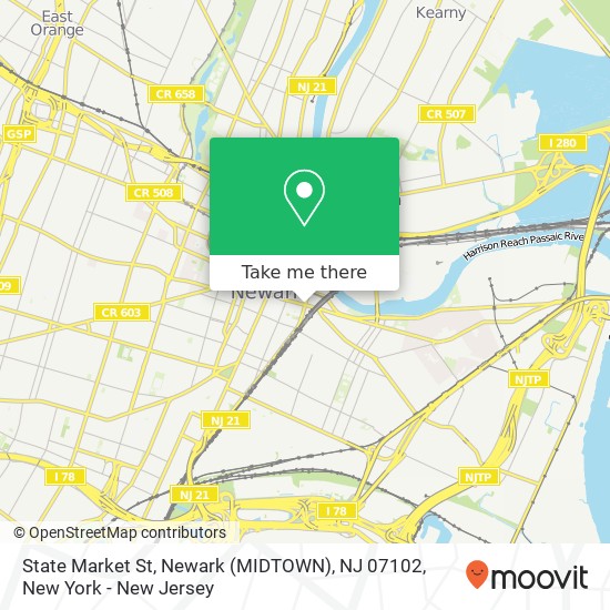 Mapa de State Market St, Newark (MIDTOWN), NJ 07102