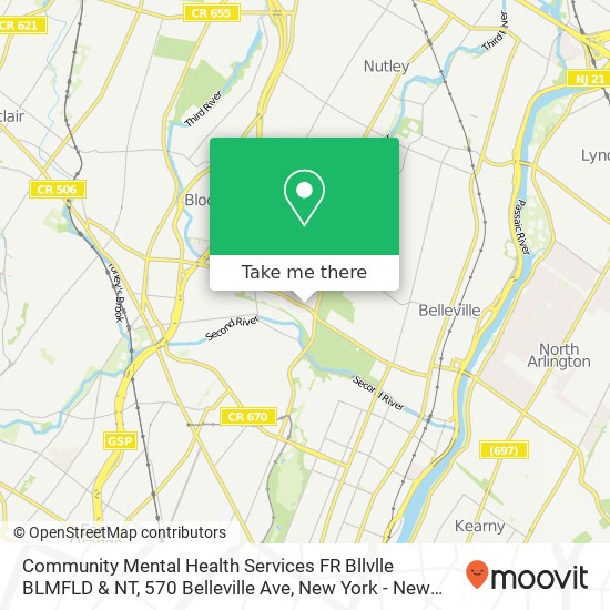 Community Mental Health Services FR Bllvlle BLMFLD & NT, 570 Belleville Ave map