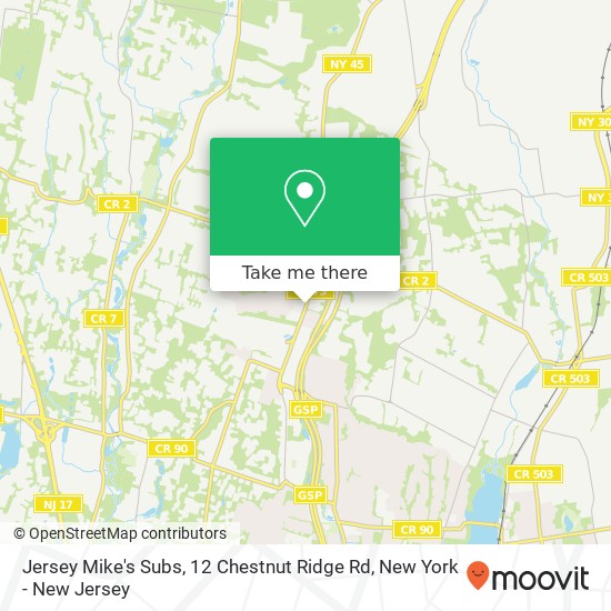 Mapa de Jersey Mike's Subs, 12 Chestnut Ridge Rd