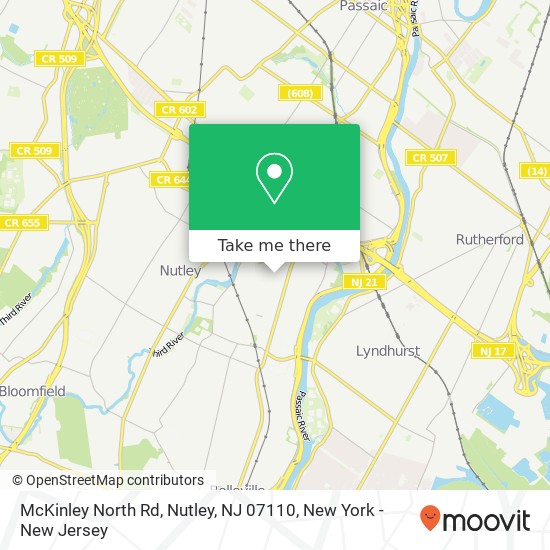 Mapa de McKinley North Rd, Nutley, NJ 07110