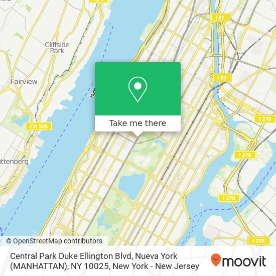 Mapa de Central Park Duke Ellington Blvd, Nueva York (MANHATTAN), NY 10025
