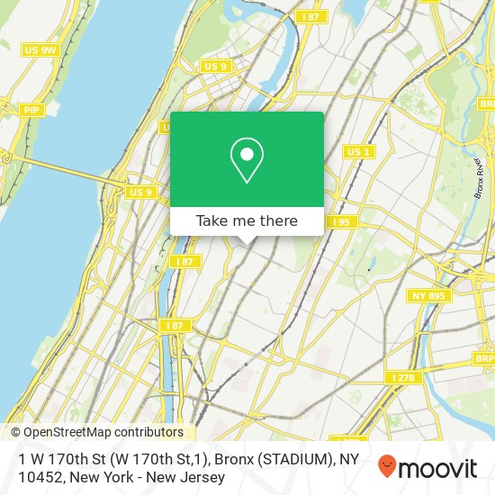 1 W 170th St (W 170th St,1), Bronx (STADIUM), NY 10452 map