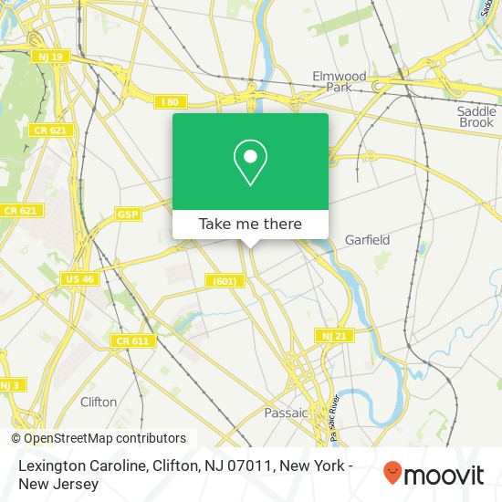 Mapa de Lexington Caroline, Clifton, NJ 07011