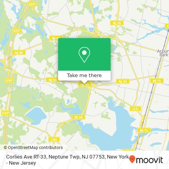 Mapa de Corlies Ave RT-33, Neptune Twp, NJ 07753