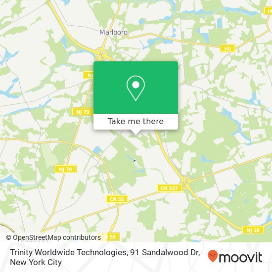 Mapa de Trinity Worldwide Technologies, 91 Sandalwood Dr