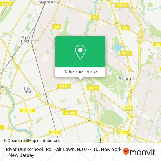 Mapa de River Dunkerhook Rd, Fair Lawn, NJ 07410