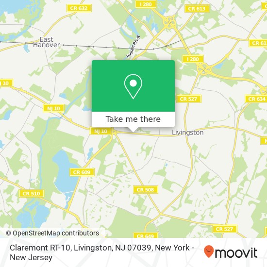 Mapa de Claremont RT-10, Livingston, NJ 07039