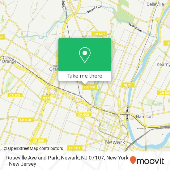 Roseville Ave and Park, Newark, NJ 07107 map