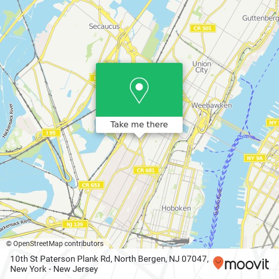 10th St Paterson Plank Rd, North Bergen, NJ 07047 map
