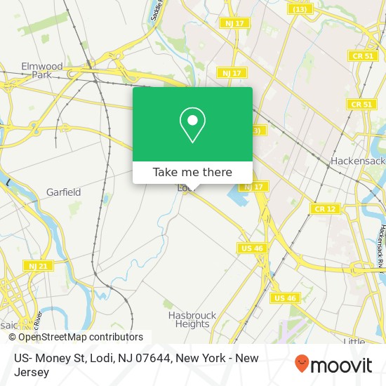 Mapa de US- Money St, Lodi, NJ 07644