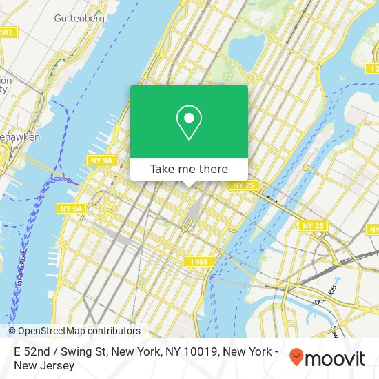 Mapa de E 52nd / Swing St, New York, NY 10019