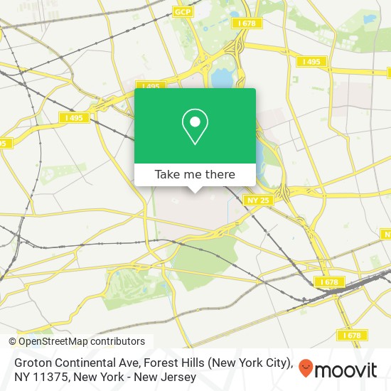 Groton Continental Ave, Forest Hills (New York City), NY 11375 map