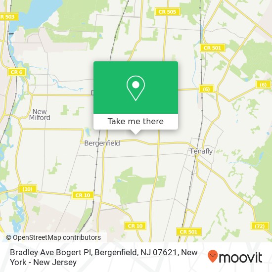 Mapa de Bradley Ave Bogert Pl, Bergenfield, NJ 07621