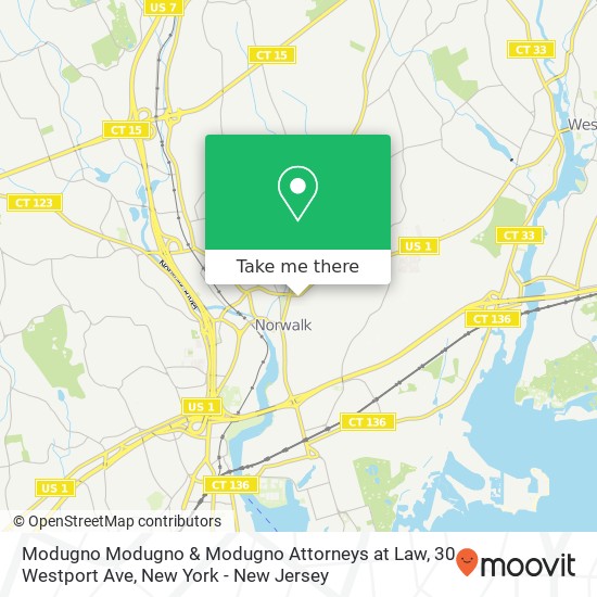 Mapa de Modugno Modugno & Modugno Attorneys at Law, 30 Westport Ave