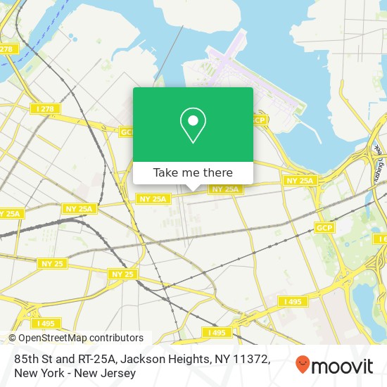 Mapa de 85th St and RT-25A, Jackson Heights, NY 11372