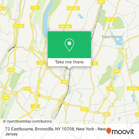 Mapa de 72 Eastbourne, Bronxville, NY 10708