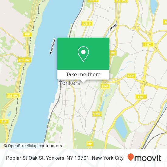 Mapa de Poplar St Oak St, Yonkers, NY 10701