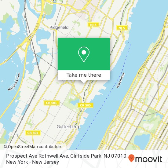 Mapa de Prospect Ave Rothwell Ave, Cliffside Park, NJ 07010