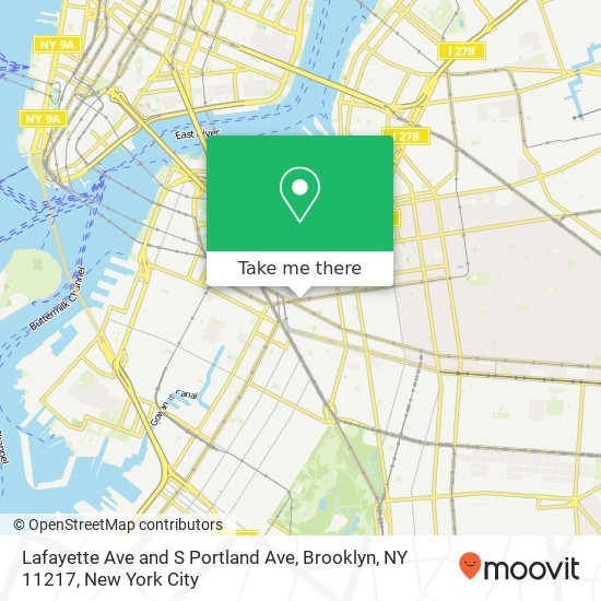 Mapa de Lafayette Ave and S Portland Ave, Brooklyn, NY 11217