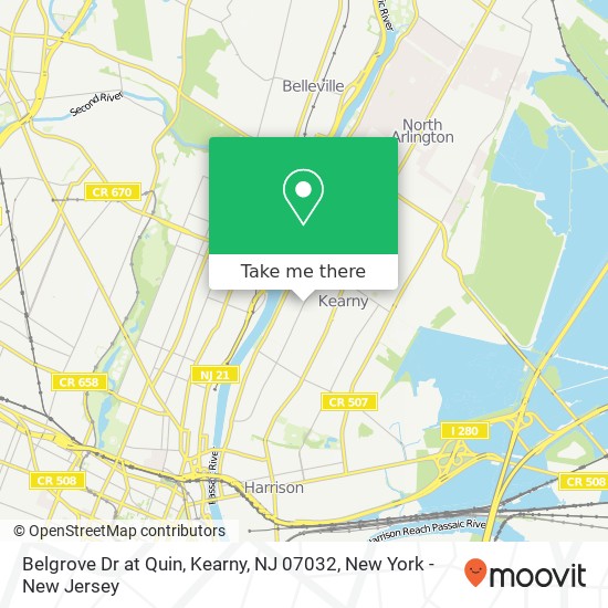 Belgrove Dr at Quin, Kearny, NJ 07032 map