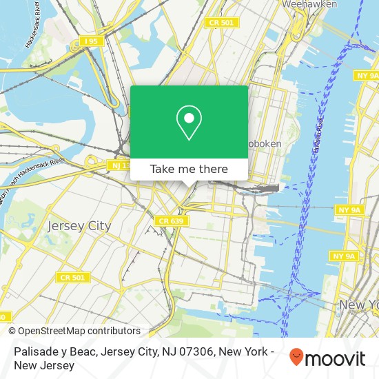 Mapa de Palisade y Beac, Jersey City, NJ 07306