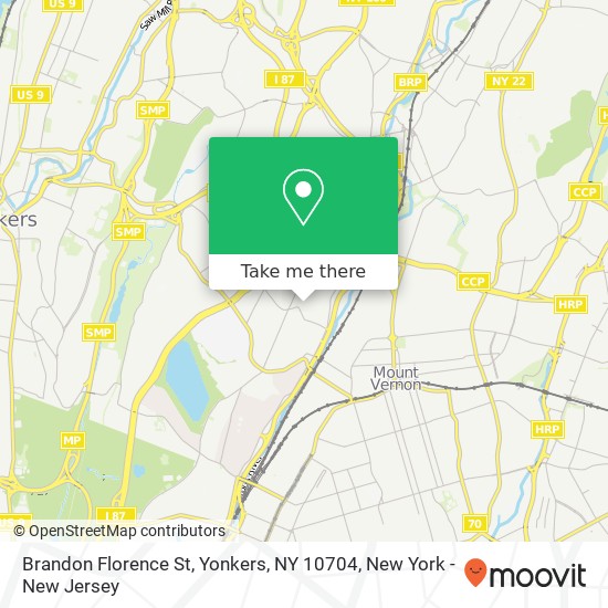 Mapa de Brandon Florence St, Yonkers, NY 10704