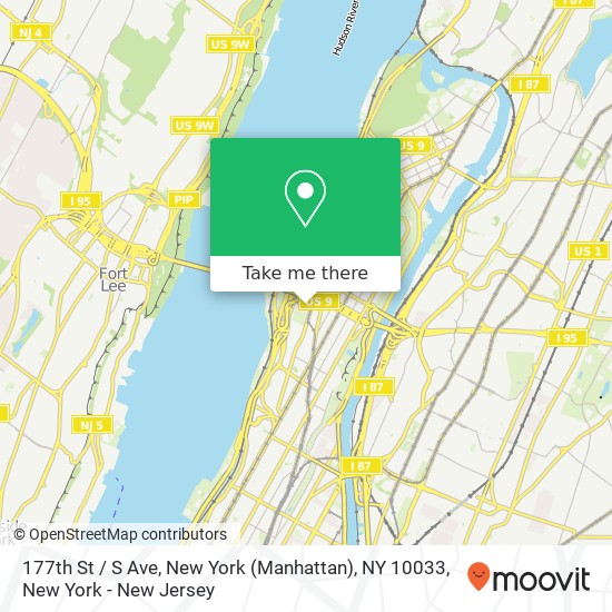 177th St / S Ave, New York (Manhattan), NY 10033 map