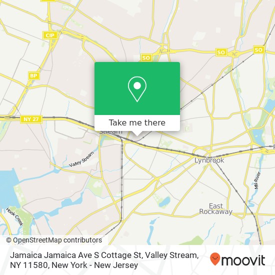 Mapa de Jamaica Jamaica Ave S Cottage St, Valley Stream, NY 11580