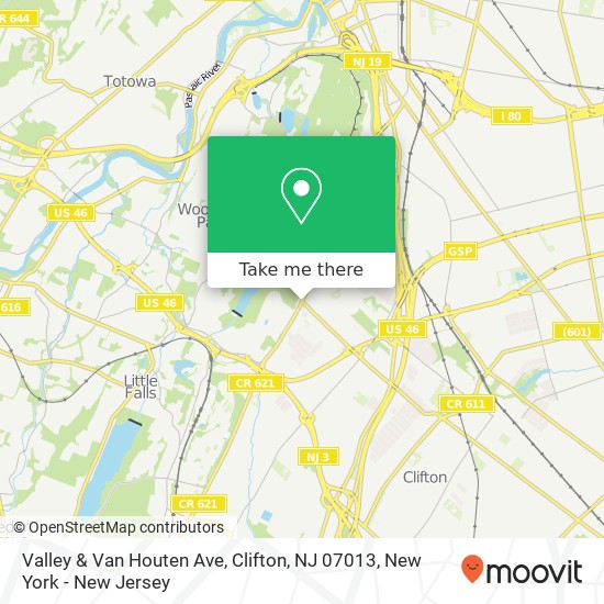 Mapa de Valley & Van Houten Ave, Clifton, NJ 07013