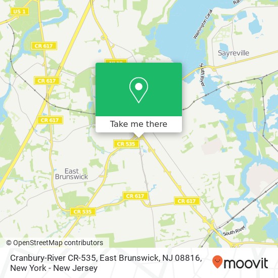 Mapa de Cranbury-River CR-535, East Brunswick, NJ 08816