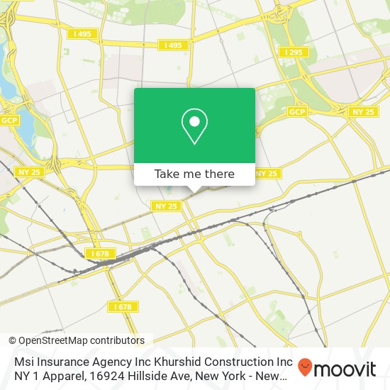 Msi Insurance Agency Inc Khurshid Construction Inc NY 1 Apparel, 16924 Hillside Ave map