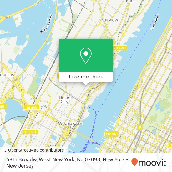 Mapa de 58th Broadw, West New York, NJ 07093