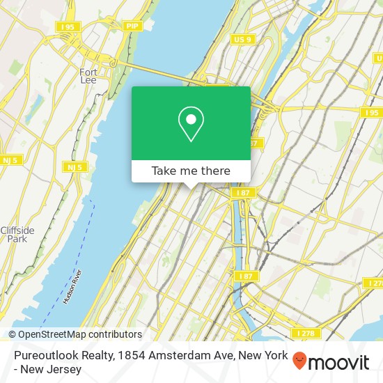 Mapa de Pureoutlook Realty, 1854 Amsterdam Ave