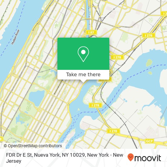 Mapa de FDR Dr E St, Nueva York, NY 10029