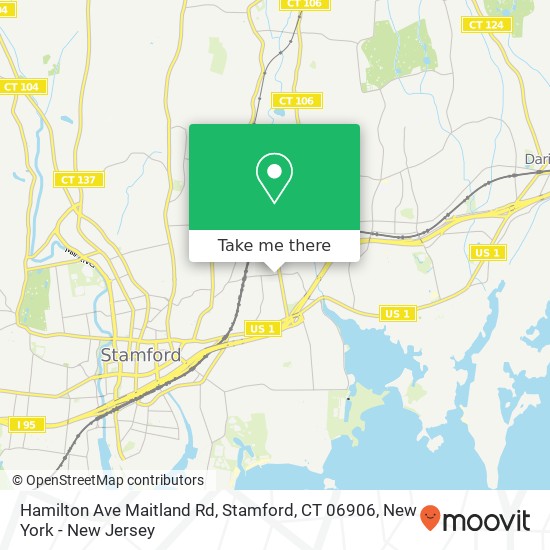 Mapa de Hamilton Ave Maitland Rd, Stamford, CT 06906