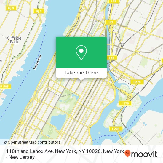 118th and Lenox Ave, New York, NY 10026 map