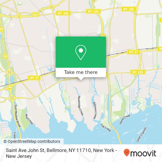 Mapa de Saint Ave John St, Bellmore, NY 11710