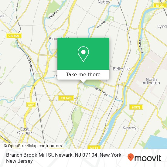 Mapa de Branch Brook Mill St, Newark, NJ 07104