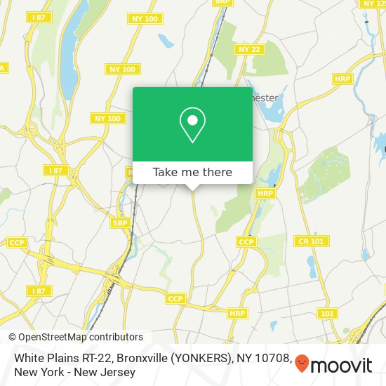 White Plains RT-22, Bronxville (YONKERS), NY 10708 map